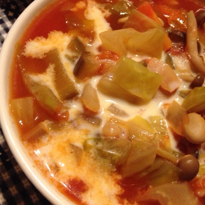 豆乳トマト野菜スープ。